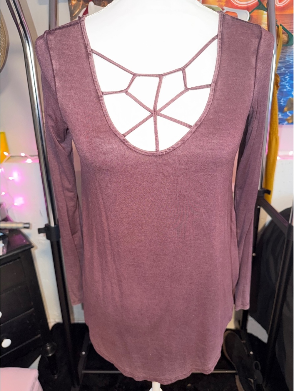 American Eagle Soft Sexy Strappy Long Sleeve Top XS Mauve
